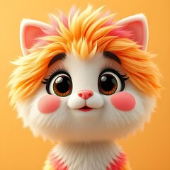 little red cat fluffy  face 