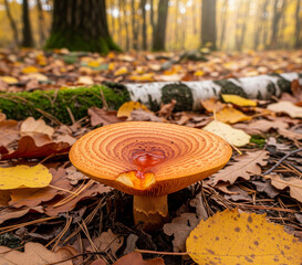 saffron milk cap in the autumn forest