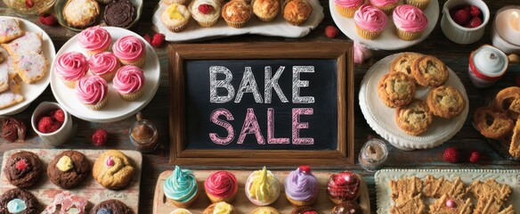 The Bake Sale Display Filled with Delicious Treats and Desserts.