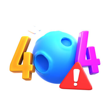 Colorful 3D Rendered 404 Error Page Not Found Website Illustration