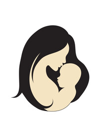 mother and child icon silhouette vector with white background eps10