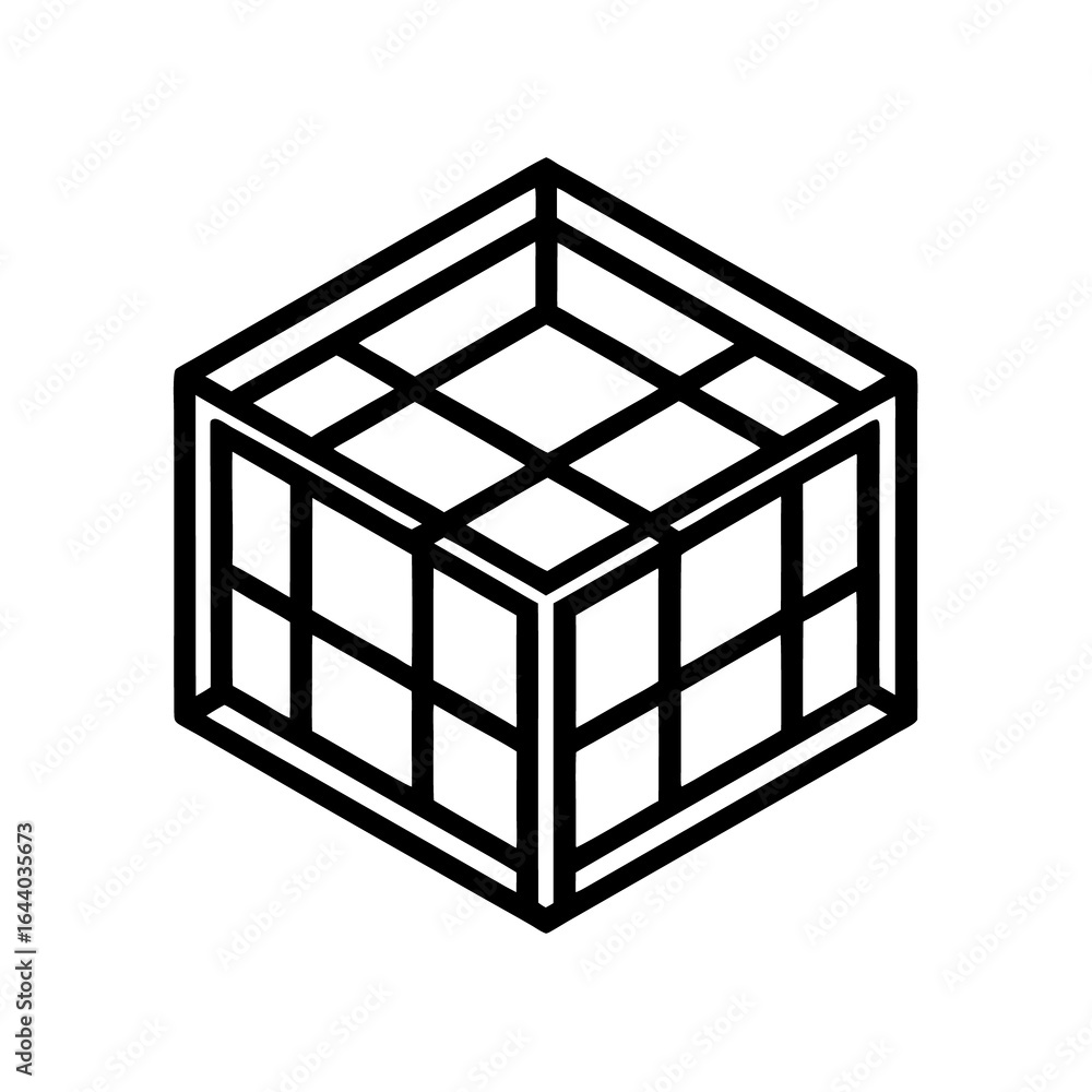 Poster 3d model and render of a modern house with symbolic cube design elements