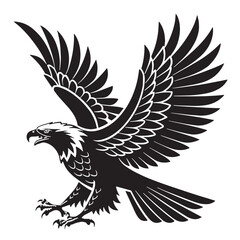 black eagle Silhouette Vector, High Quality Illustration on White Background