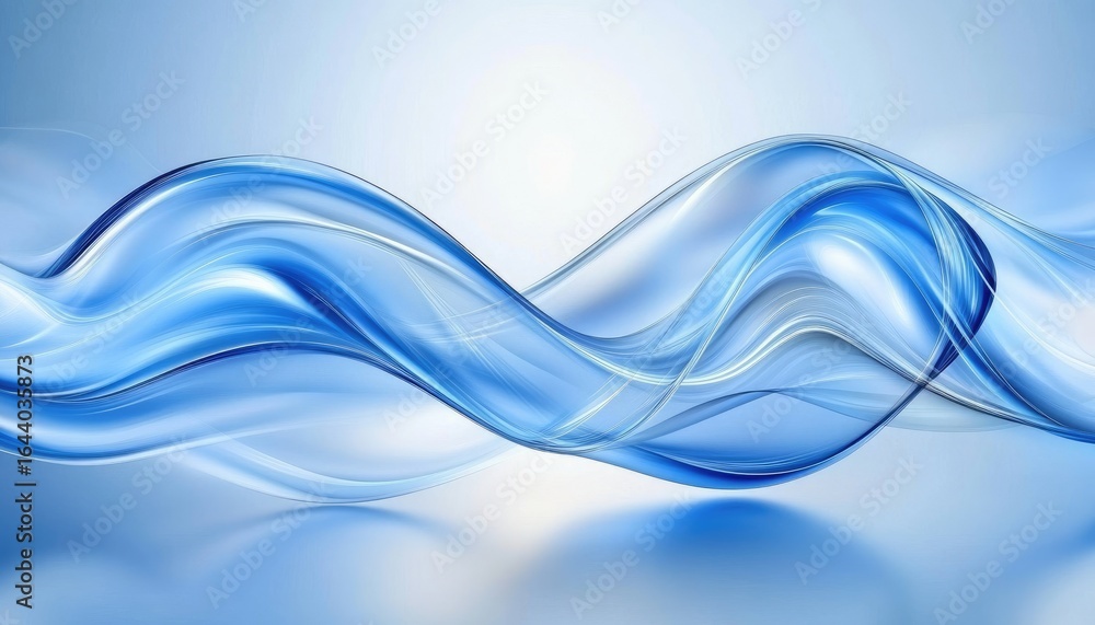 Poster abstract blue waves elegant curves flowing lines soft light background design