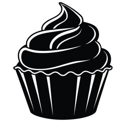 Cupcake vector illustration with chocolate and cherry topping