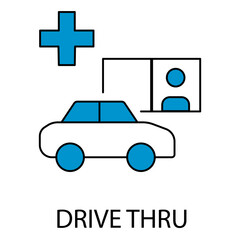 Flat Icon of Pharmacy Drive Thru Pickup