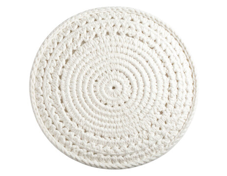White Round Crochet Rug, Top View Template, AI Generative, Transparent PNG Background - Powered by Adobe
