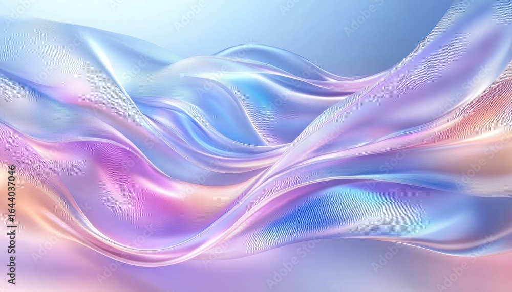 Aufkleber abstract flowing iridescent waves pattern with pastel gradient colors texture design