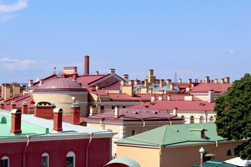 Brightly coloured rooftops of the historic city.