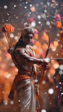 Rama as Vishnu avatar: revered embodiment, dharma upholder, ideal king, devoted spouse, warrior hero, Raghu dynasty lord, sacred protector, Ramachandra glory, Ayodhya guiding light.