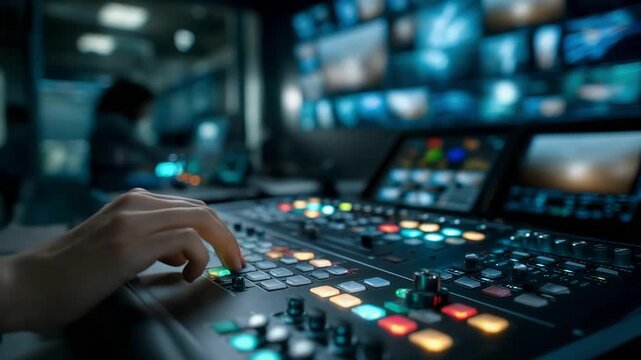 The Professional Broadcast Control Room is Effectively Operating in Action