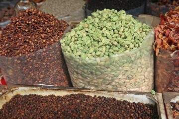 spices in the Musaris or  Malabar market, kerala, india 