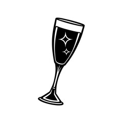 Two glasses of champagne and one glass of wine for celebration with bubbles and toast