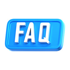 Glossy 3D FAQ Button Shape with Blue Frame Isolated Object Illustration