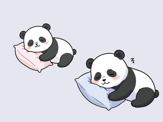 Chibi Panda Sleeping Adorable Cartoon Animal Vector Illustration