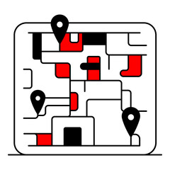 Vector Icon Showing Map With Location Marker