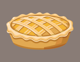 A Golden Baked Apple Pie with a Woven Lattice Crust - Vector Illustration