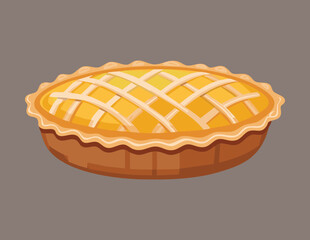 A Golden Baked Apple Pie with a Woven Lattice Crust - Vector Illustration