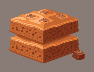 A Stack of Chocolate Fudge Brownie Squares - Vector Illustration