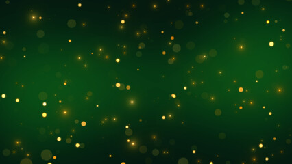 abstract green and golden christmas and new year ,gold shiny glowing bokeh lights and glitter shimmering social media background	