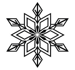 Black and white snowflake abstract vector winter holiday design illustration icon pattern crystal shape decoration