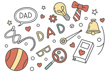 Hand Drawn Fathers Day Elements Collection