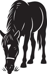 Horse with heart marking on forehead grazing, Unique equine silhouette vector