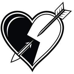 Heart with arrow vector illustration symbol of love and design icon