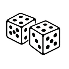 Pair of Dice Game Vector Icon - Chance, Luck, and Board Games Symbol Line Art
