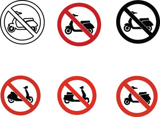 Set of no smoking prohibition signs with red forbidden symbol icon