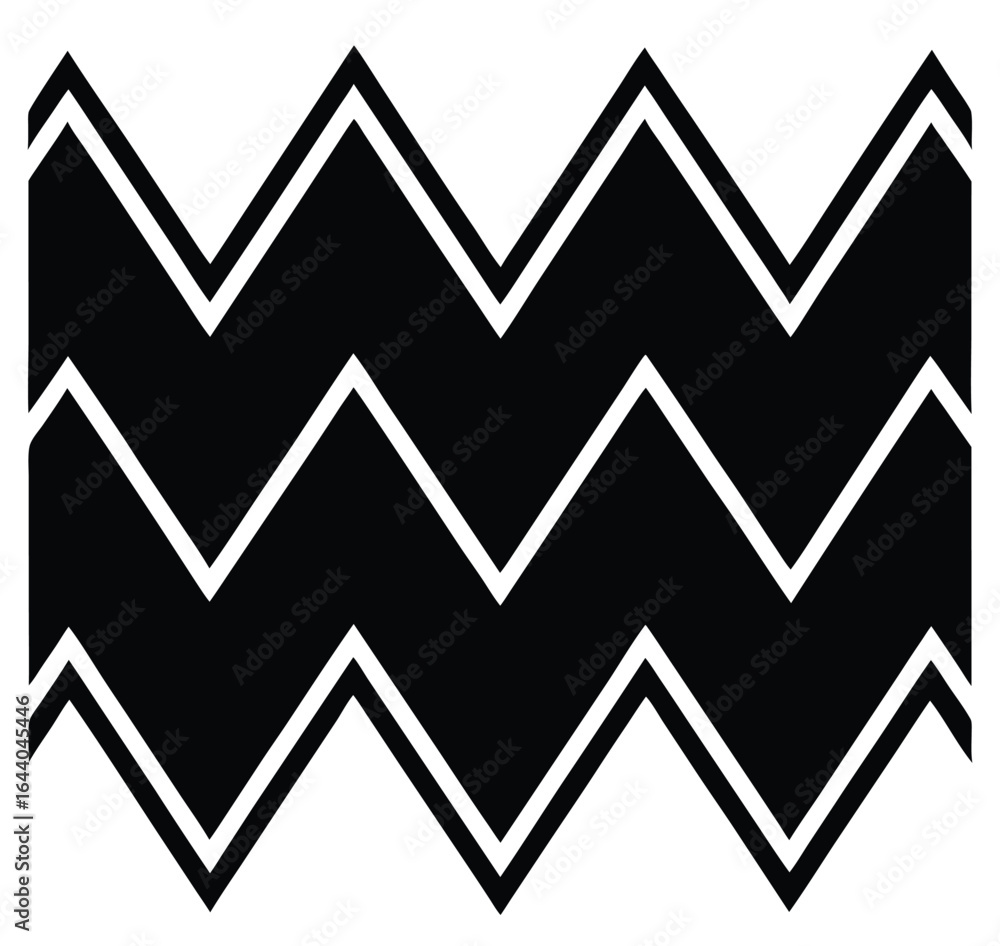 Poster seamless zigzag pattern with heart symbols and a geometric arrow design on a red background