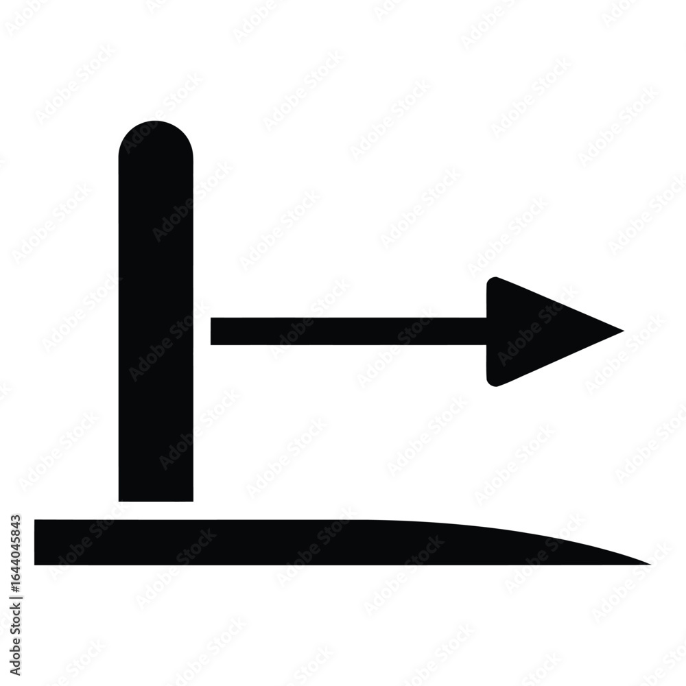 Poster black arrow pointing right from vertical line on white background direction movement