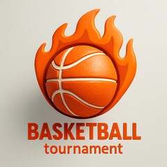 Basketball on Fire Tournament Logo in Tribal Style