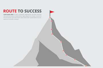 Route to Success Mountain Infographic for Business Goals, Career Milestones, Strategic Planning, and Achievement Roadmap