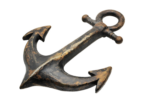 Rustic metal anchor isolated on transparent background