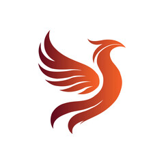 Modern abstract phoenix logo, smooth flowing lines, vibrant orange and red gradient, vector illustration, isolated on white background