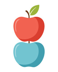 A Single Red Apple Resting on a Blue Abstract Pedestal - Vector Illustration