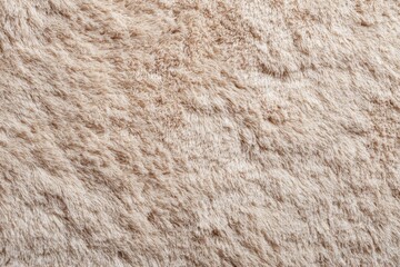 Beige fur background. Surface wool texture. Copy space for text. Textured pale furry coat closeup. Abstract pattern. Animal hair wallpaper. Shiny faux fluffy backdrop. Furry ground. Sheepskin rug