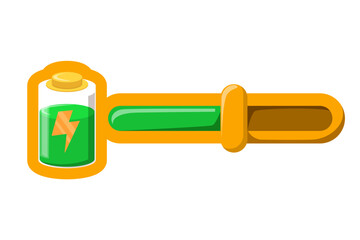 Energy bar game icon vector isolated. Amount of energy in video game. Design element for mobile app. Thunder bolt as symbol of energy.