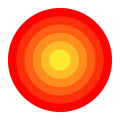 Pain symbol vector isolated. Radial circles as symbol of pain area. Red waves, signal of body. Sick joint.