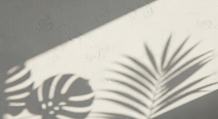 Shadow Overlay of Tropical Leaves on a Light Textured Wall