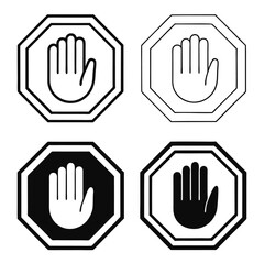 Obraz premium Stop hand gesture icon set with color options