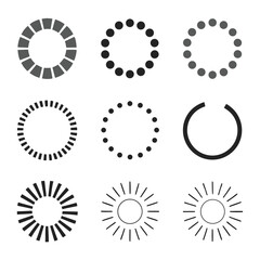 Diverse collection of circular and linear loading spinners and progress bars