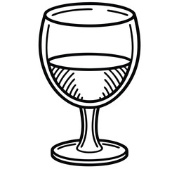 Clear wine glass with reflections isolated on a white background