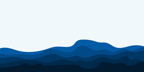 Fototapeta premium Sea waves layered vector background illustration and sea beach vector illustration.