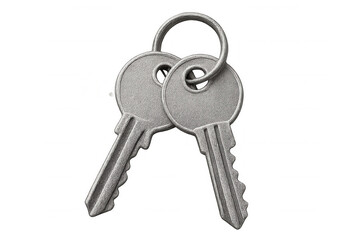 Metal keys hanging on ring, representing security and property access against clean white backdrop