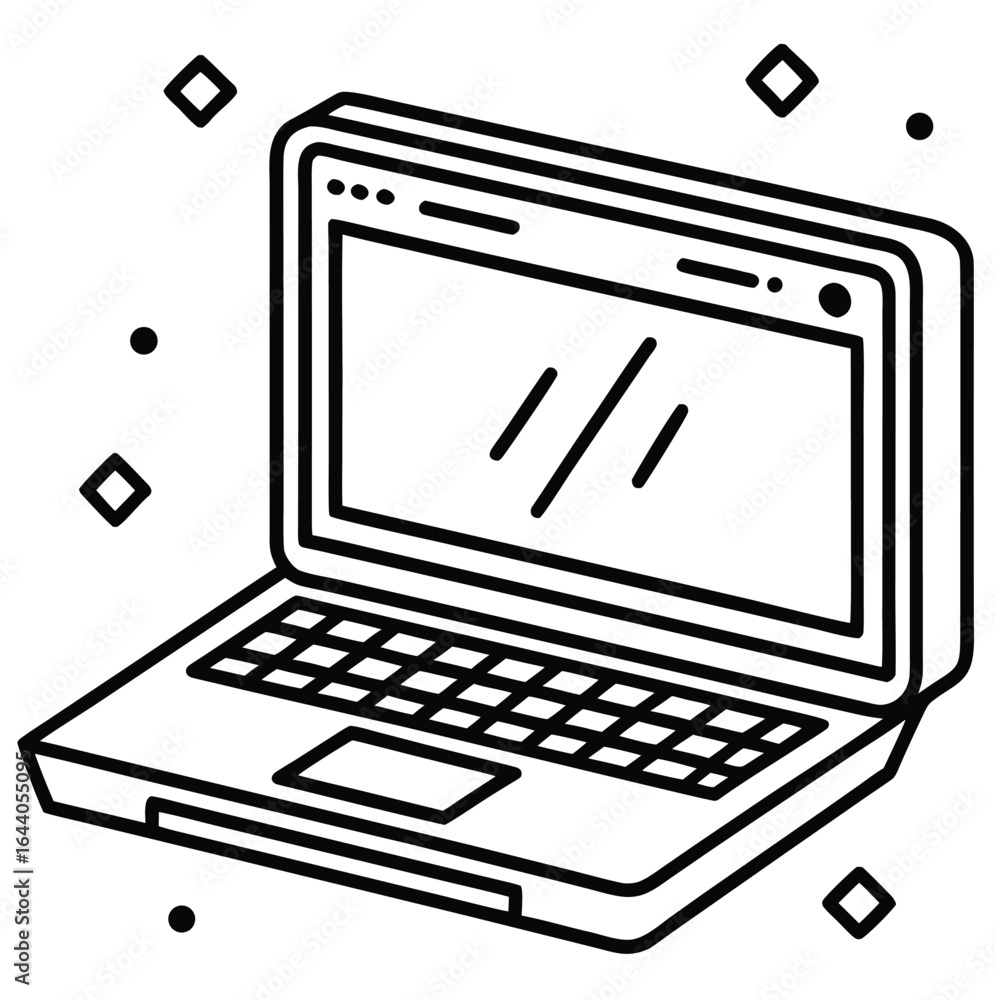 Poster silver notebook computer with blank screen isolated on white background, a vector illustration of a 