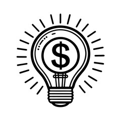 Innovative electric lightbulb icon with a dollar sign symbolizing a bright business idea
