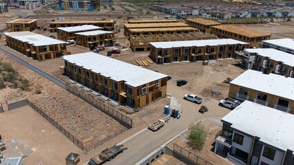 Fototapeta premium Aerial view of residential construction site in desert.