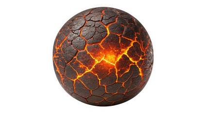 Cracked lava dragon egg glowing with fiery energy isolated on transparent background